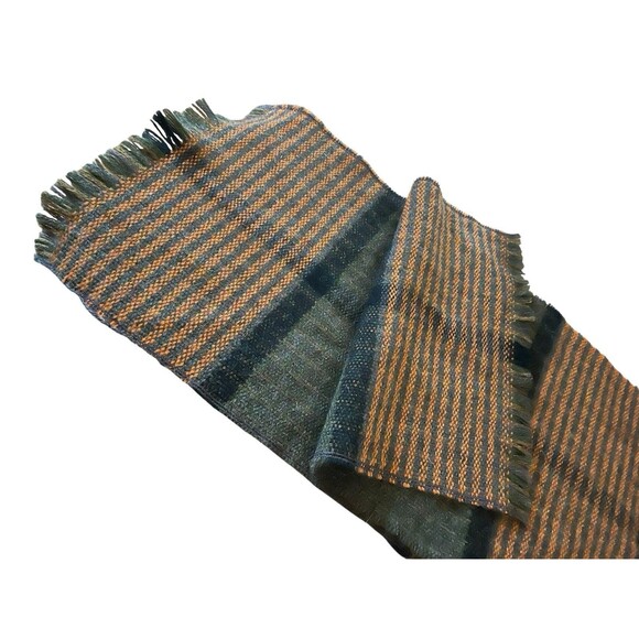 Horkshire Hand Loomed Alpaca And Wool Scarf Plaid 48”x11” VTG - Picture 5 of 7